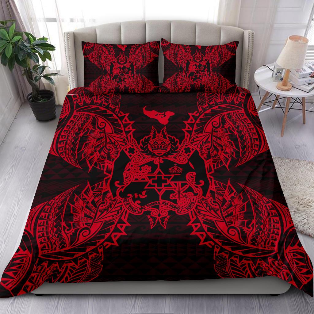 Polynesian Bedding Set - Tonga Duvet Cover Set Map Red Red - Polynesian Pride