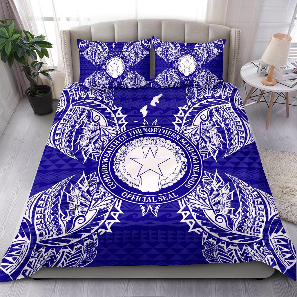 Polynesian Bedding Set - Northern Mariana Islands Duvet Cover Set Map Blue Blue - Polynesian Pride