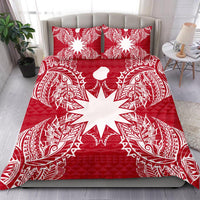 Polynesian Bedding Set - Nauru Duvet Cover Set Map Red White Red - Polynesian Pride