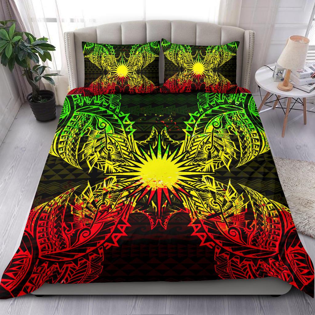 Polynesian Bedding Set - Marshall Islands Duvet Cover Set Map Reggae Reggae - Polynesian Pride