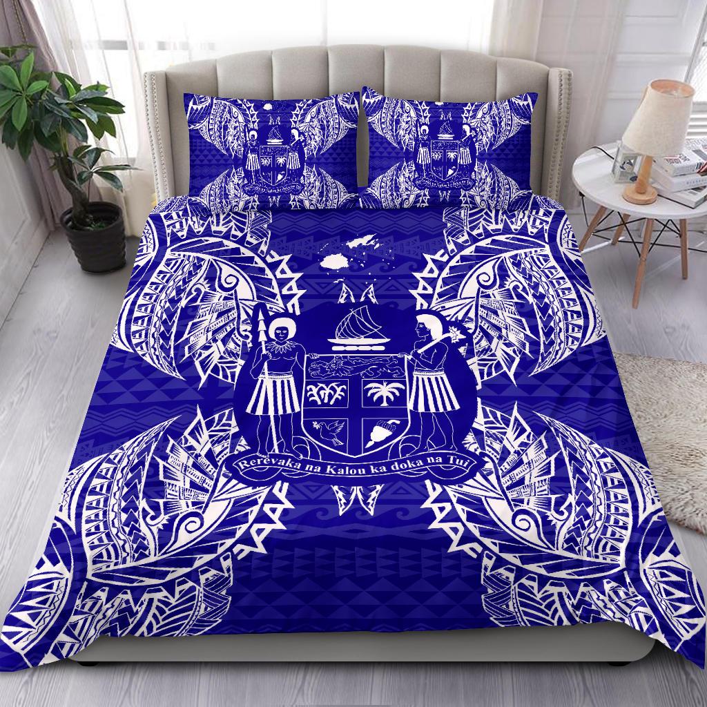 Polynesian Bedding Set - Fiji Duvet Cover Set Map Blue Blue - Polynesian Pride