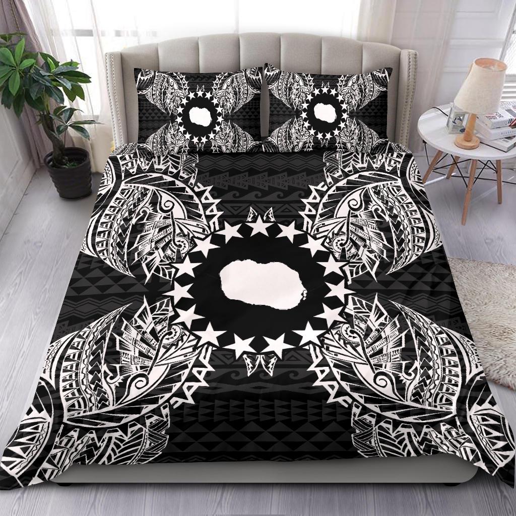 Polynesian Bedding Set - Cook Islands Duvet Cover Set Map Black Black - Polynesian Pride