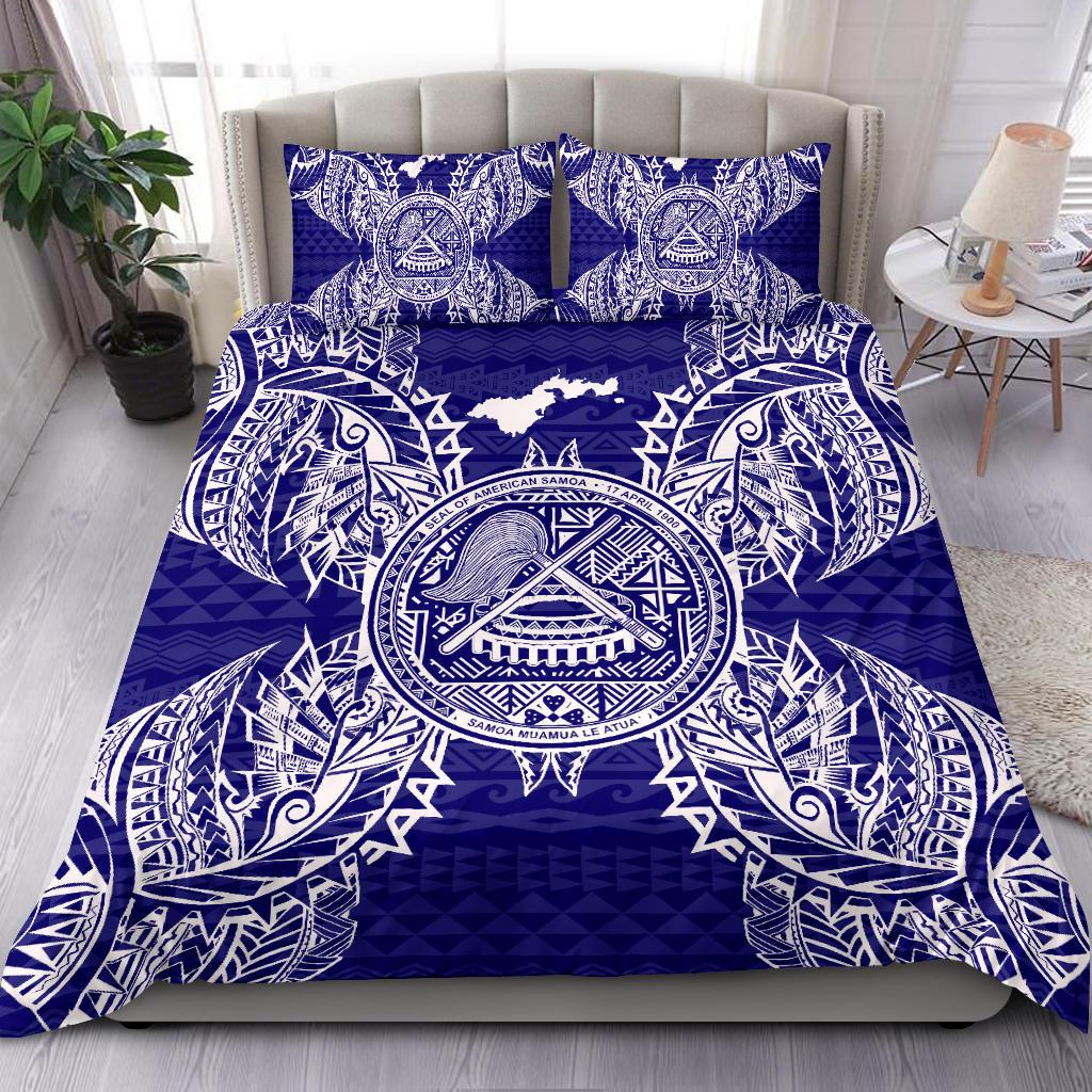 Polynesian Bedding Set - American Samoa Duvet Cover Set Map Blue Blue - Polynesian Pride