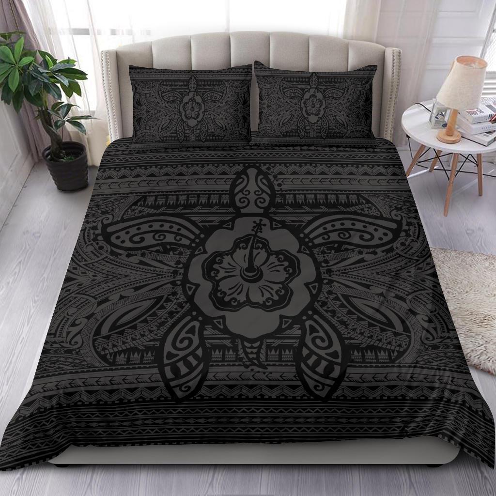 Hawaiian Turtle Polyensian Tribal Bedding Set Grey - Polynesian Pride