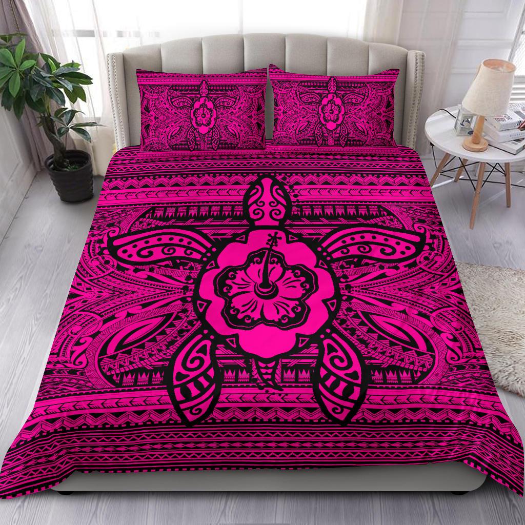 Hawaiian Turtle Polyensian Tribal Bedding Set Pink - Polynesian Pride