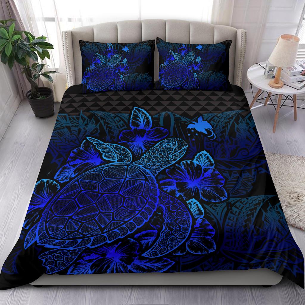 Polynesian Bedding Set - Papua New Guinea Duvet Cover Set Blue Color - Polynesian Pride
