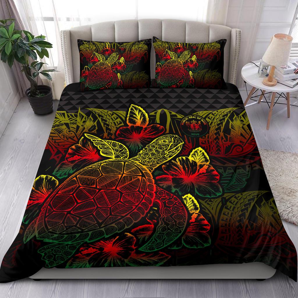 Polynesian Bedding Set - Niue Duvet Cover Set Reggae Color - Polynesian Pride