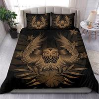 Hawaiian Owl Hibiscus Plumeria Polynesian Bedding Set - Gold - Polynesian Pride