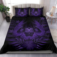 Hawaiian Owl Hibiscus Plumeria Polynesian Bedding Set - Purple - Polynesian Pride
