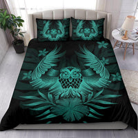 Hawaiian Owl Hibiscus Plumeria Polynesian Bedding Set - Turquoise - Polynesian Pride