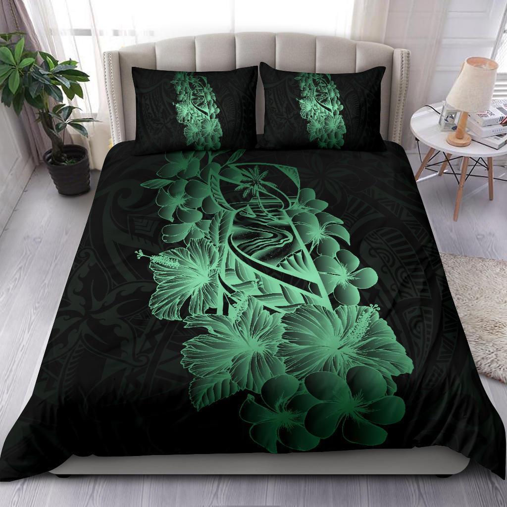 Polynesian Bedding Set - Guam Duvet Cover Set Green Latte Stone Green - Polynesian Pride