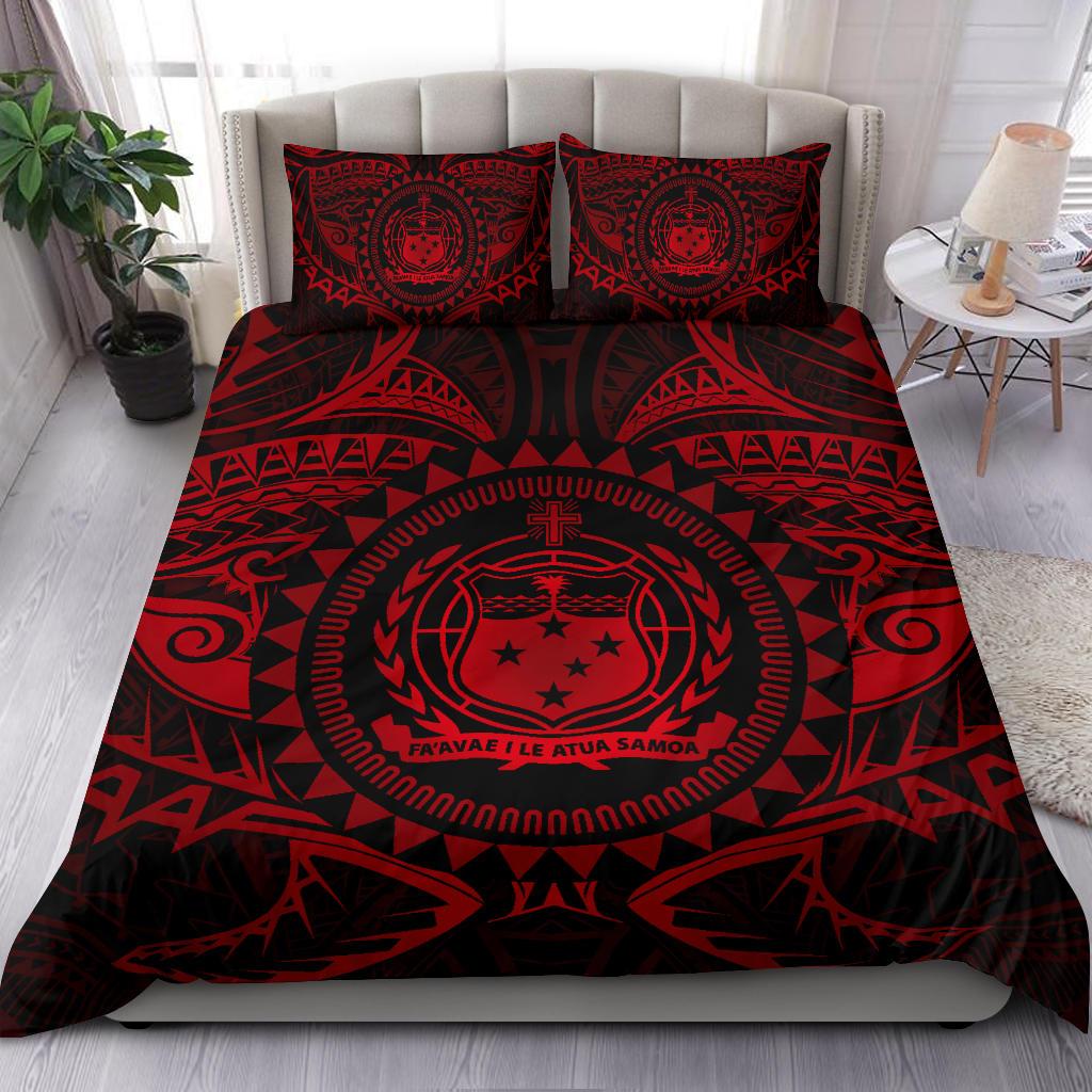 Samoa Polynesian Bedding Set - Samoa Duvet Cover Set - Samoa Red Seal Red - Polynesian Pride