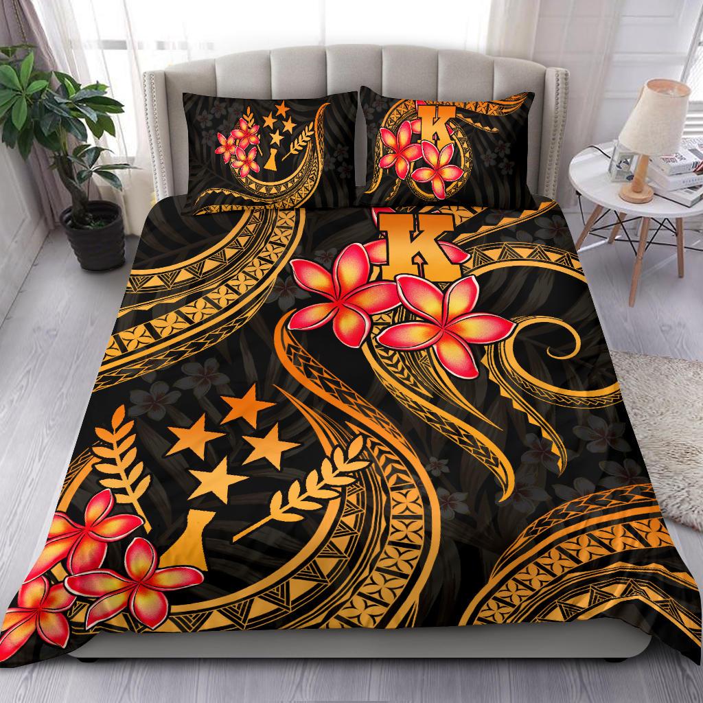 Micronesian Bedding Set - Kosrae Duvet Cover Set - Gold Plumeria GOLD - Polynesian Pride