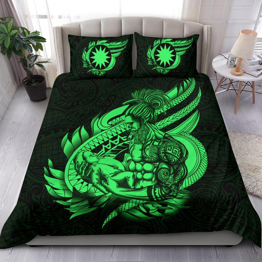 Polynesian Bedding Set - Nauru Duvet Cover Set Father And Son Green - Polynesian Pride
