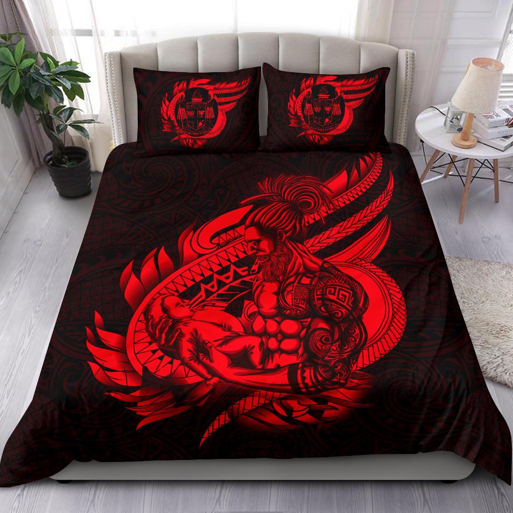 Polynesian Bedding Set - Fiji Duvet Cover Set Father And Son Red - Polynesian Pride