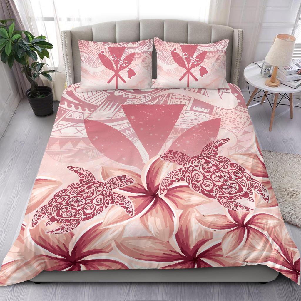 Hawaii Bedding Set - Hawaii Turtle Kanaka Plumeria Polynesian Pink Bedding Set - Polynesian Pride