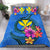 Polynesian Bedding Set - Hawaii Duvet Cover Set Floral With Seal Neon Blue - Polynesian Pride