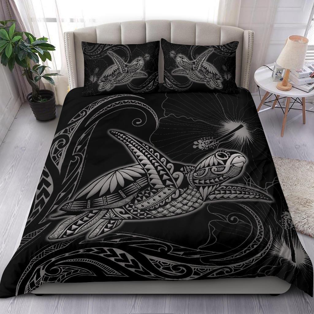 Turtle Polynesian Bedding Set Mix Hibiscus Gray Gray - Polynesian Pride