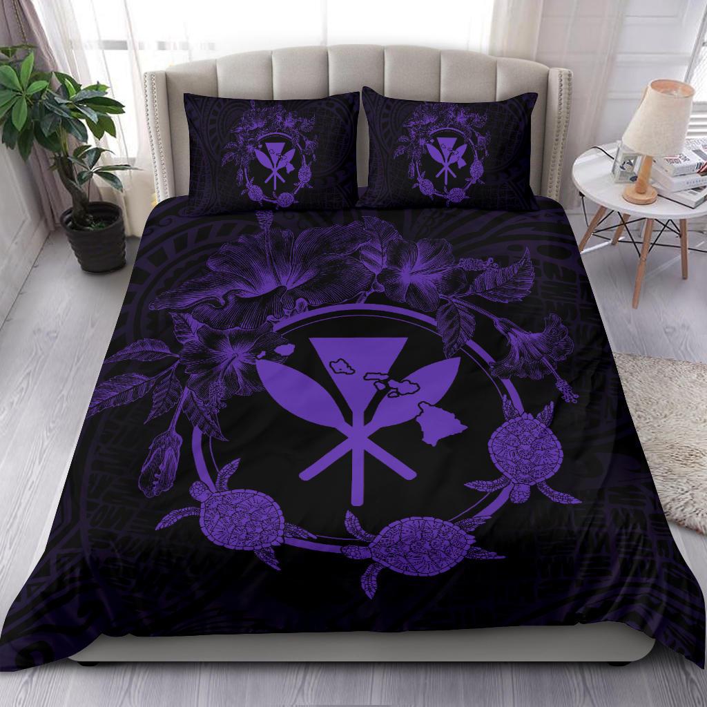 Hawaii Kanaka Turtle Hibiscus Polynesian Bedding Set - Anthea Style Purple - Polynesian Pride