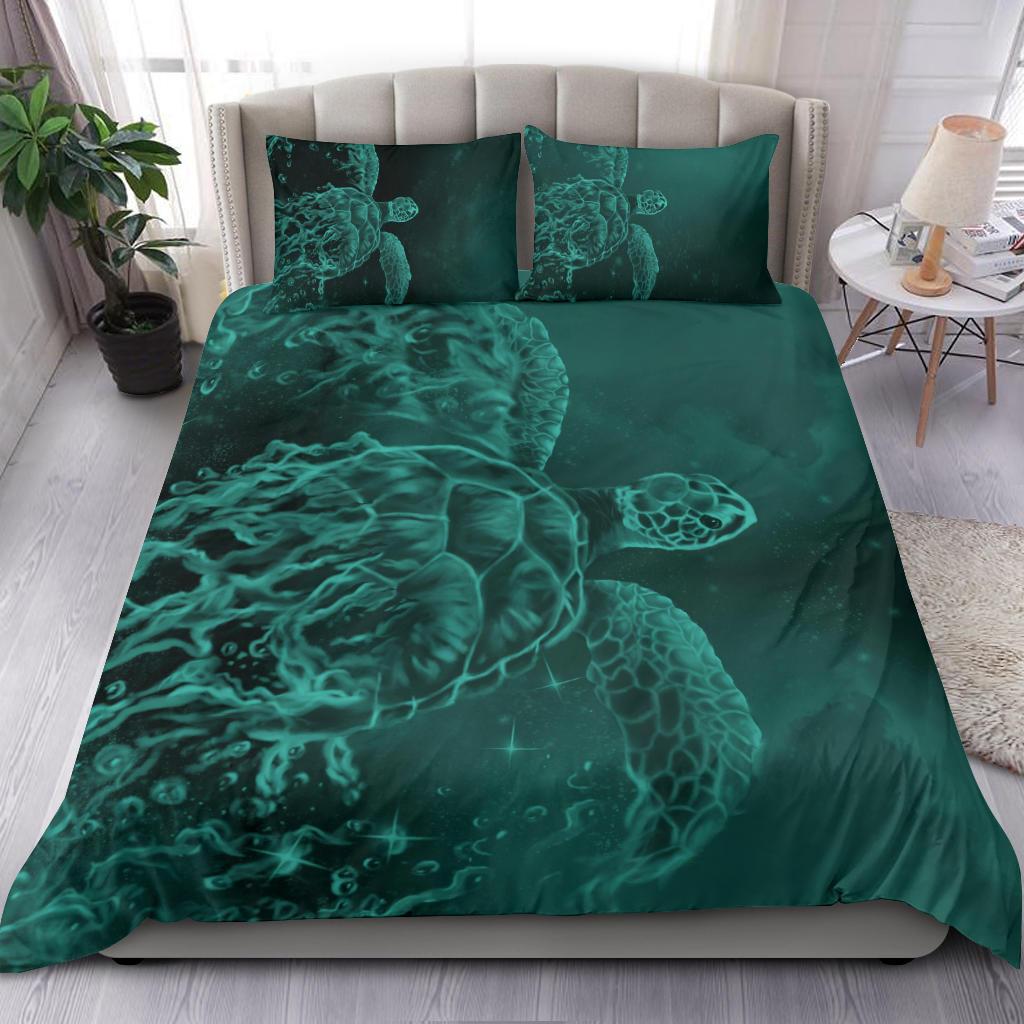 Hawaii Sea Turtle Water Color Travel Galaxy Bedding Set - AH - Turquoise - Polynesian Pride