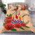 Polynesian Bedding Set - Tahiti Duvet Cover Set - Hibiscus Coat of Arm Beige - Polynesian Pride