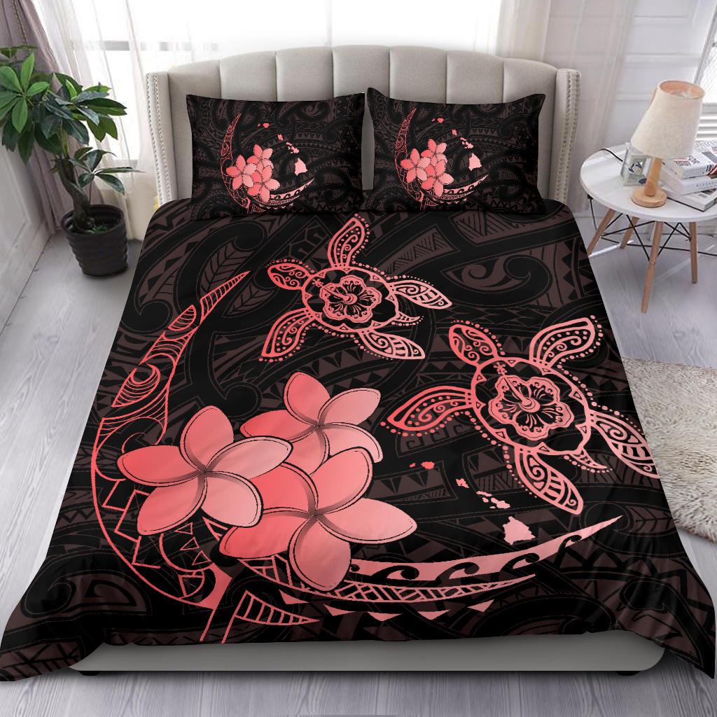 Hawaii Polynesian Turtle Plumeria Bedding Set - Pog Style Red - Polynesian Pride