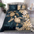 Kanaka Maoli (Hawaiian) Bedding set - Sea Turtle Tropical Hibiscus And Plumeria Gold - Polynesian Pride