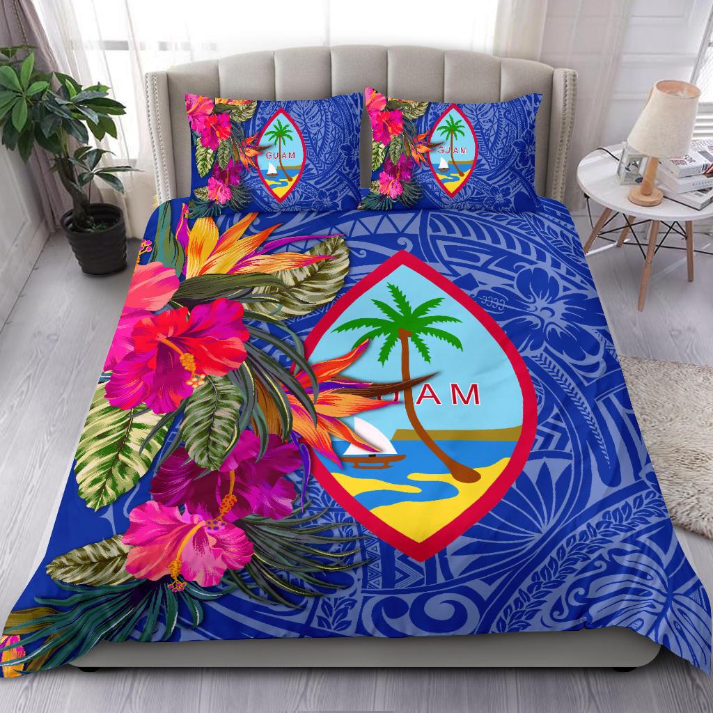 Guam Bedding Set - Hibiscus Polynesian Pattern Blue Version Blue - Polynesian Pride