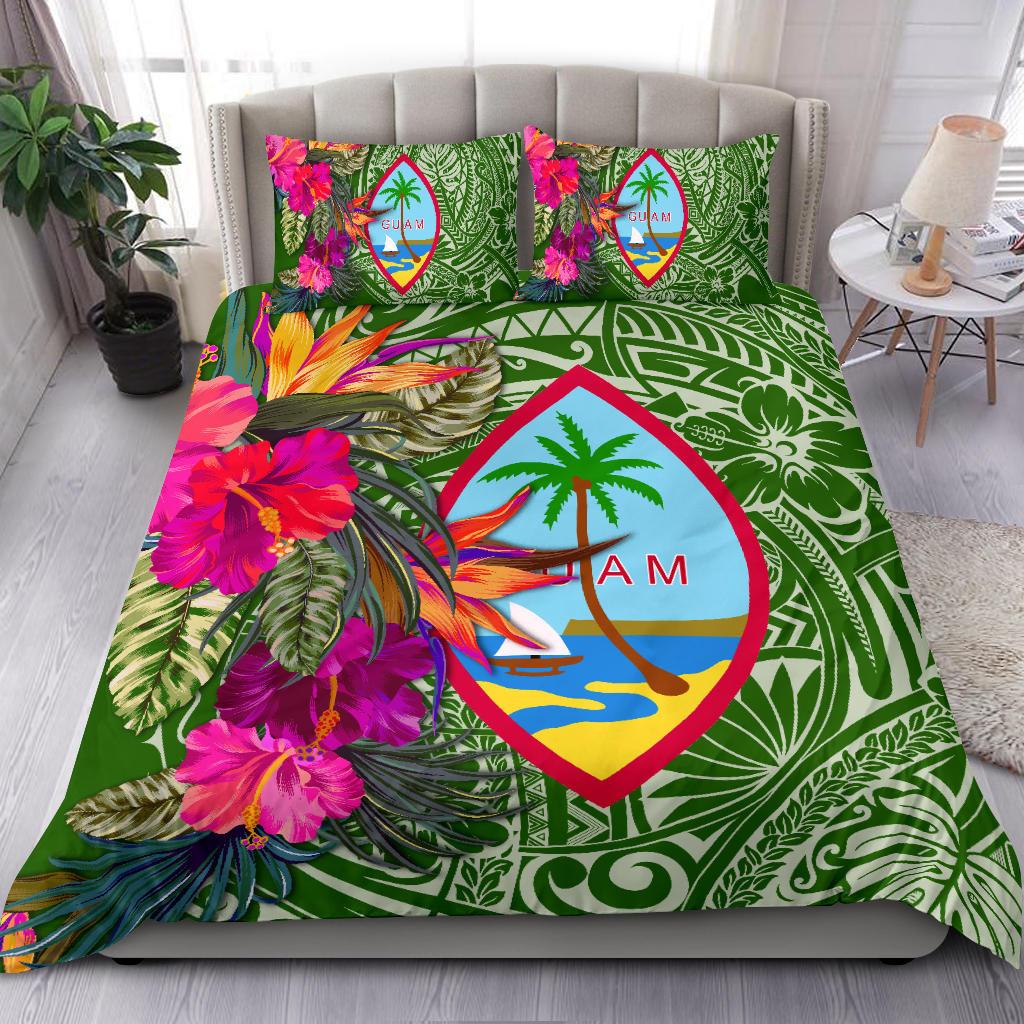 Guam Bedding Set - Hibiscus Polynesian Pattern Green Version Green - Polynesian Pride