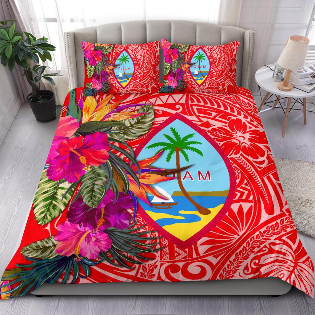 Guam Bedding Set - Hibiscus Polynesian Pattern Red Version Red - Polynesian Pride