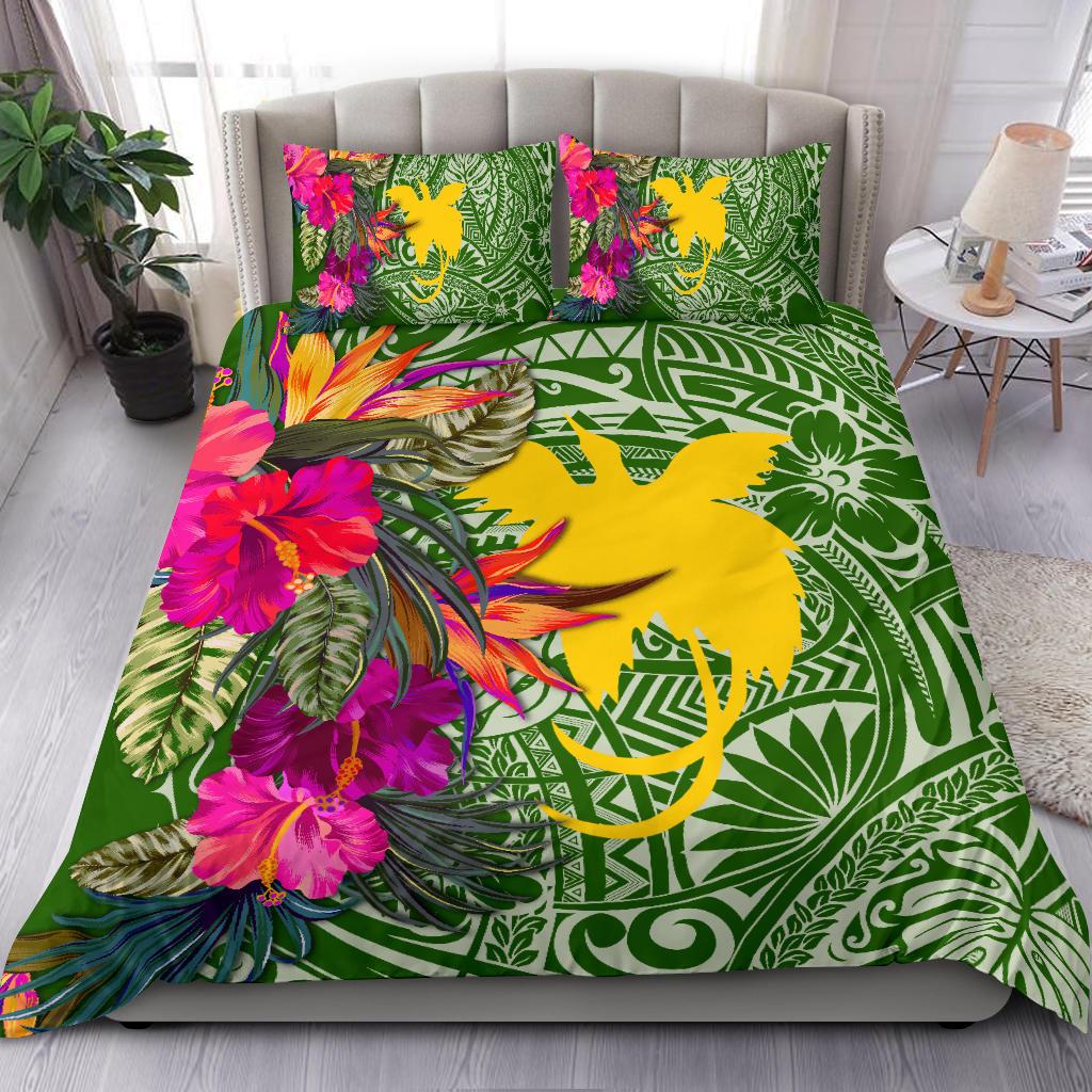 Papua New Guinea Bedding Set - Hibiscus Polynesian Pattern Green Version Green - Polynesian Pride
