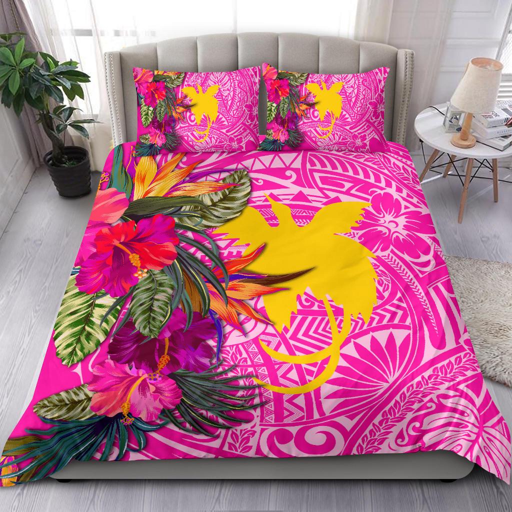 Papua New Guinea Bedding Set - Hibiscus Polynesian Pattern Pink Version Pink - Polynesian Pride