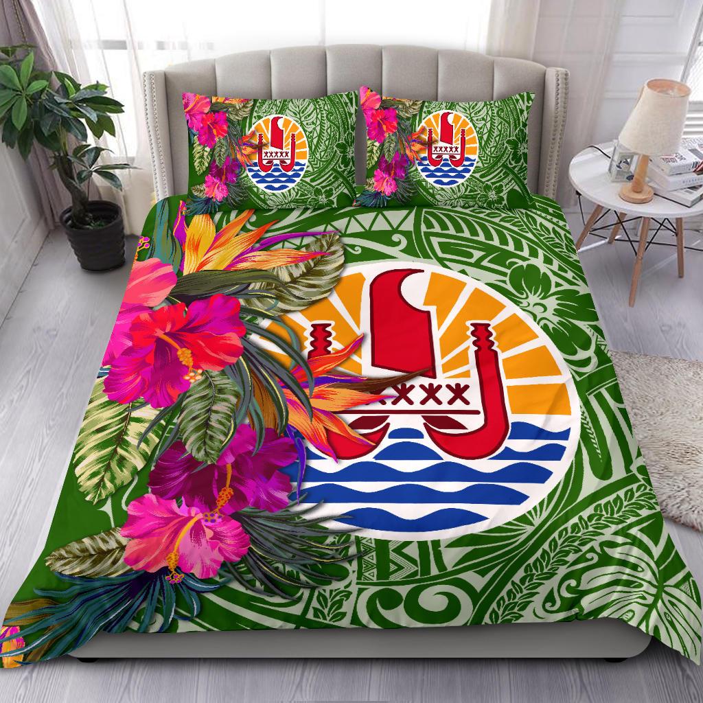 Tahiti Bedding Set - Hibiscus Polynesian Pattern Green Version Green - Polynesian Pride