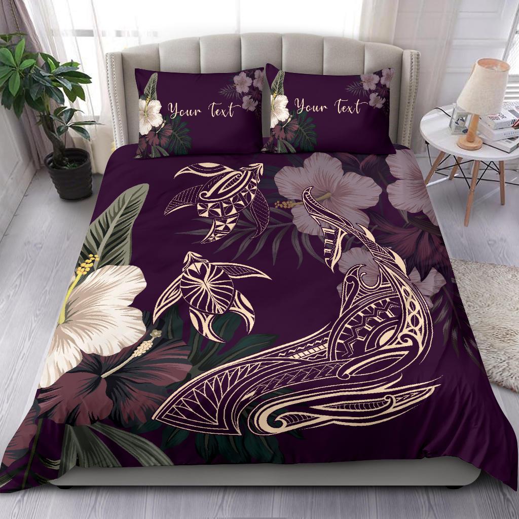 Hawaii Tropical Hibiscus Aumakua Personalized Bedding Set - Lucas Style - Purple - Polynesian Pride