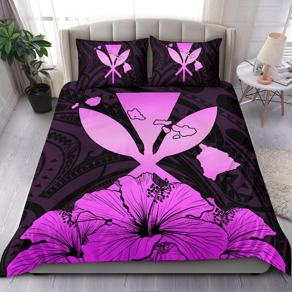 Hawaiian Kanaka Bedding Set Hibiscus Polynesian Love Pink - Polynesian Pride