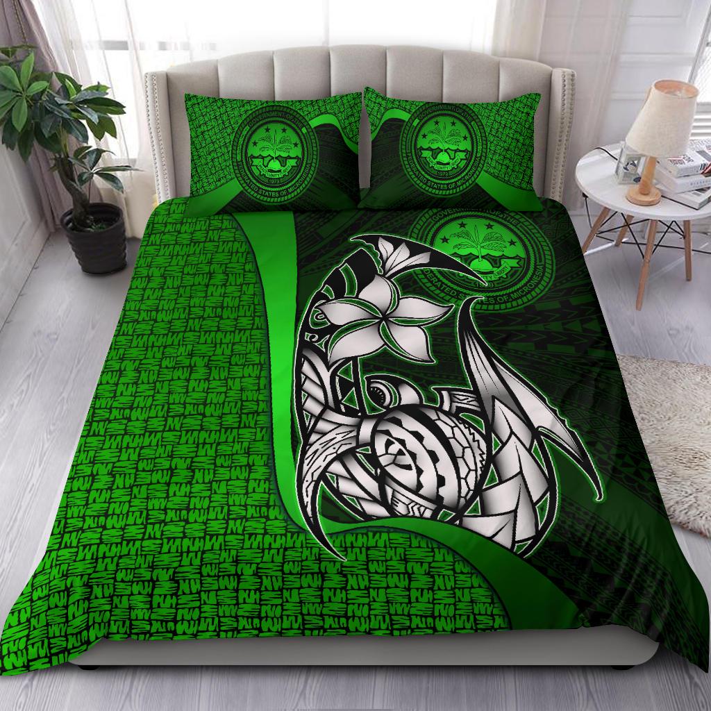 Federated States of Micronesia Bedding Set Green - Turtle With Hook Green - Polynesian Pride