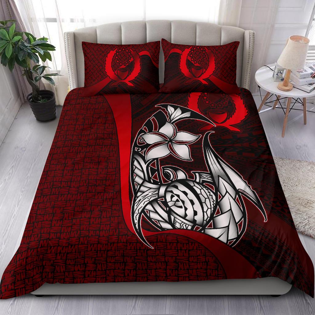 Pohnpei Micronesian Bedding Set Red - Turtle With Hook Red - Polynesian Pride