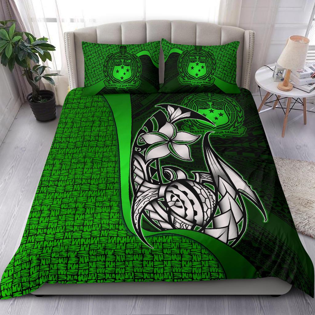 Samoa Polynesian Bedding Set Green - Turtle With Hook Green - Polynesian Pride