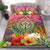 Kosrae Polynesian Bedding Set - Manta Ray Tropical Flowers Pink - Polynesian Pride