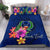 Micronesia Custom Personalised Bedding Set - Pohnpei Duvet Cover Set Floral With Seal Blue Blue - Polynesian Pride