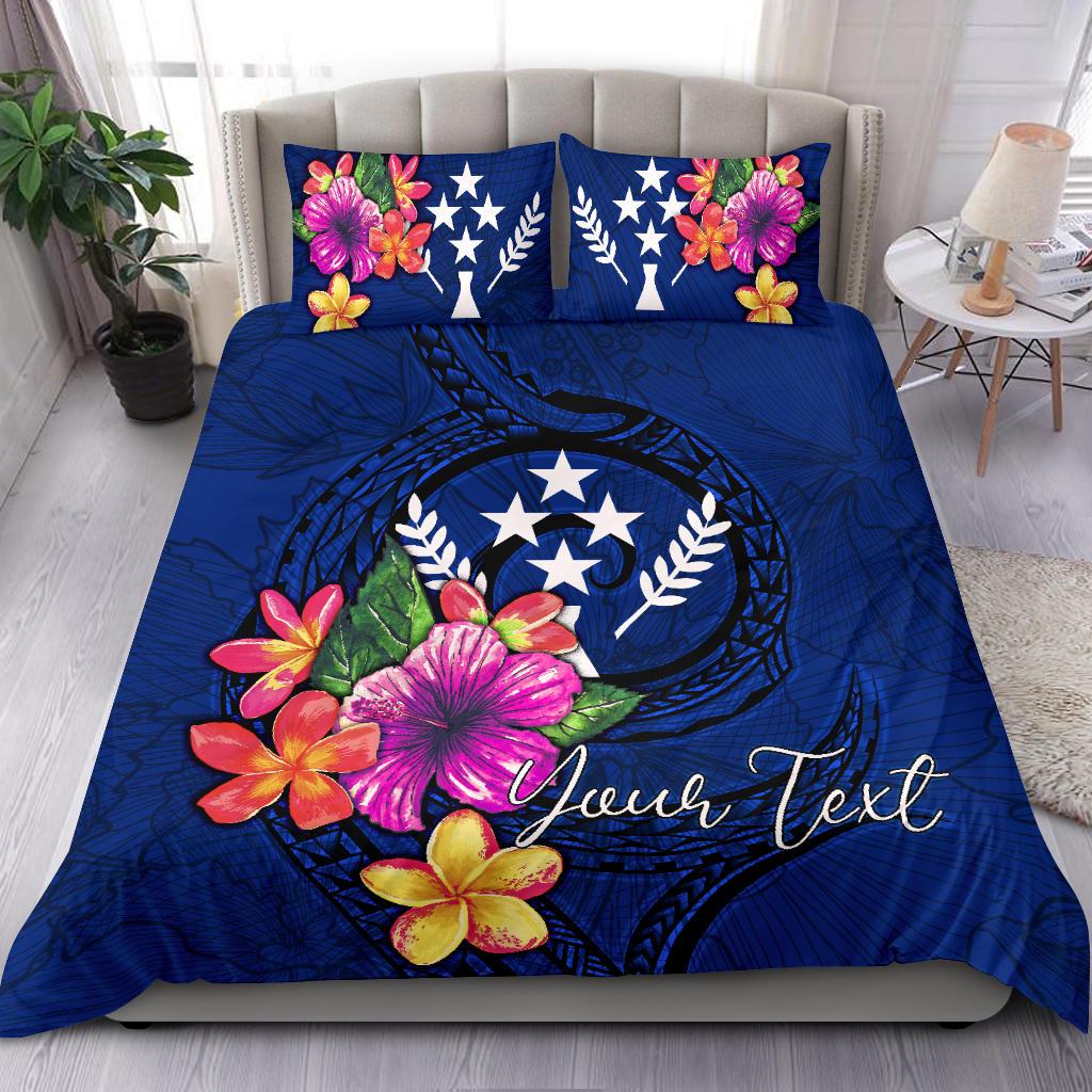 Micronesia Custom Personalised Bedding Set - Kosrae Duvet Cover Set Floral With Seal Blue Blue - Polynesian Pride