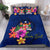 Polynesian Custom Personalised Bedding Set - Fiji Duvet Cover Set Floral With Seal Blue Blue - Polynesian Pride