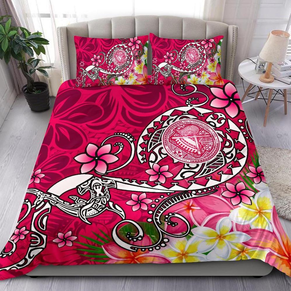 American Samoa Polynesian Bedding Set - Turtle Plumeria (Pink) Pink - Polynesian Pride