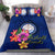 Polynesian Bedding Set - Marshall Islands Duvet Cover Set Floral With Seal Blue Blue - Polynesian Pride