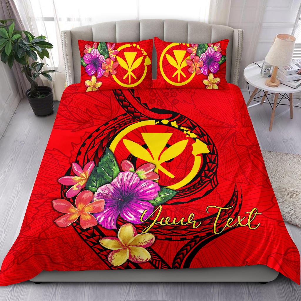 Hawaii Polynesian Custom Personalised Bedding Set - Floral With Seal Red Red - Polynesian Pride