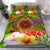 American Samoa Polynesian Bedding Set - Manta Ray Tropical Flowers (Reggae) Green - Polynesian Pride