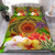 Hawaii Polynesian Bedding Set - Manta Ray Tropical Flowers (Reggae) Green - Polynesian Pride