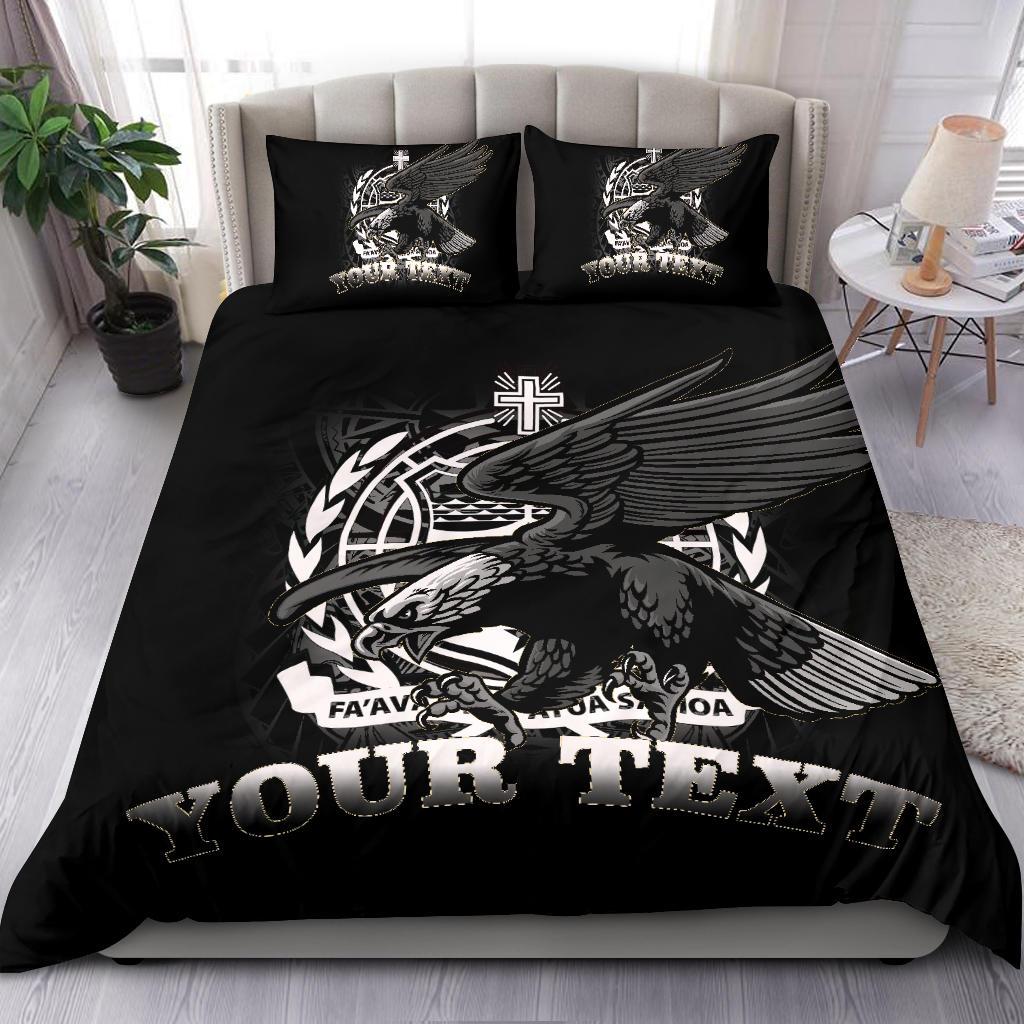 Samoa Polynesian Custom Personalised Bedding Set - Samoa Eagle Black - Polynesian Pride