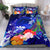 American Samoa Polynesian Custom Personalised Bedding Set - Humpback Whale with Tropical Flowers (Blue) - Polynesian Pride