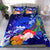 Polynesian Hawaii Custom Personalised Bedding Set - Humpback Whale with Tropical Flowers (Blue) - Polynesian Pride